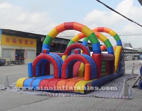 Rainbow kids inflatable obstacle course