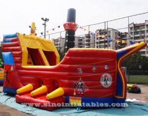 glissière gonflable de bateau de pirate pour enfants commerciaux
