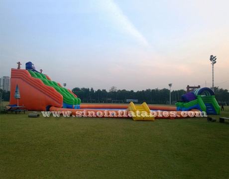giant octopus inflatable water park on land