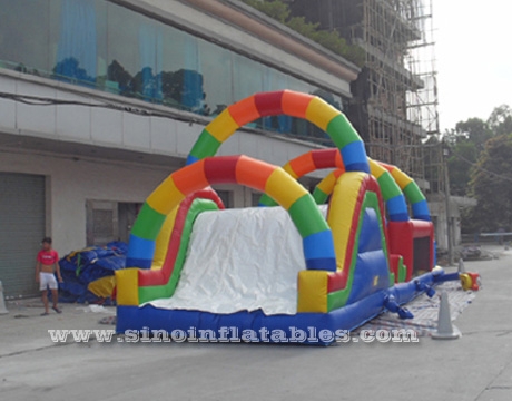Rainbow kids inflatable obstacle course