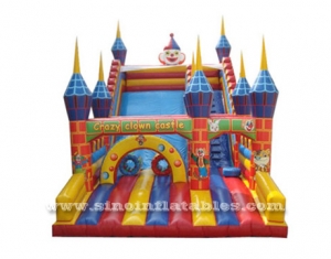 toboggan gonflable de clown géant coloré château fou
