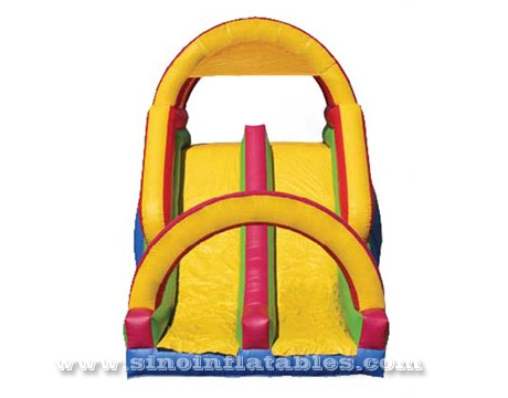 rainbow kids inflatable obstacle course with big slide