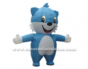 costume gonflable de publicité de chat bleu