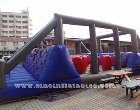 adults wobble walk inflatable obstacle course