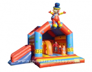 château gonflable de clown pour enfants avec toboggan