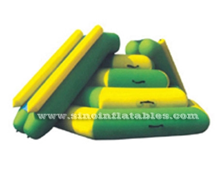 Airtight floating water inflatable action tower with slide