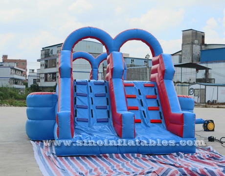 double lane adult wipeout inflatable assault course