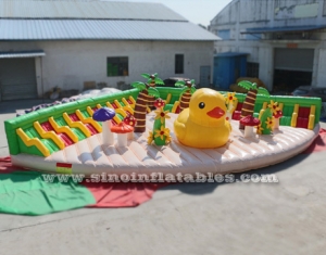 grand parc à thème gonflable de canard jaune