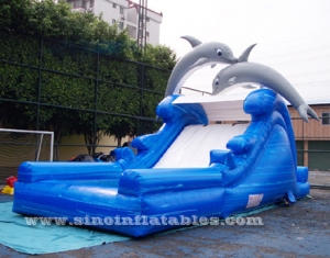 toboggan gonflable pour enfants dauphins avec piscine