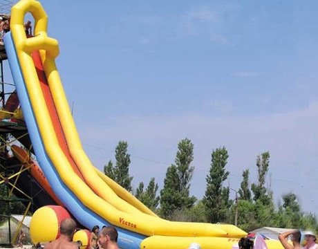 sharp inflatable tower water slide