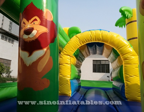 3in1 rainbow kids inflatable combo game with slide