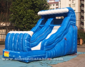 le flux de la marque vague bleue gonflable de glissière d'eau avec piscine