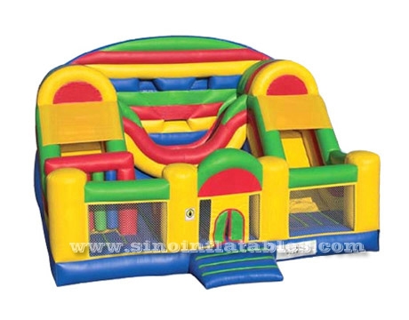 children giant house inflatable obstacle course with double slide