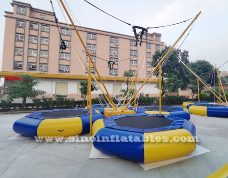 adults inflatable bungee trampoline with harness and control machine