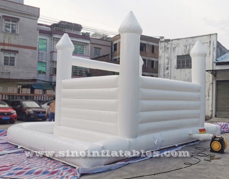 kids fun wedding all white bouncy castle with slide and ball pit