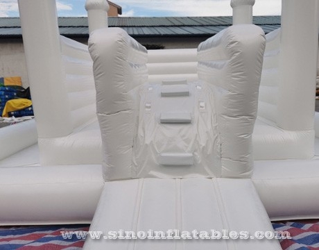 kids fun wedding all white bouncy castle with slide and ball pit